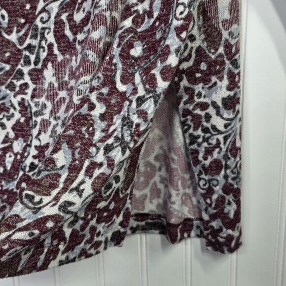 Chicos Zenergy Tunic Top Womens Large 2 Red Paisley Cowl Neck Stretch Boho Artsy - Picture 2 of 9